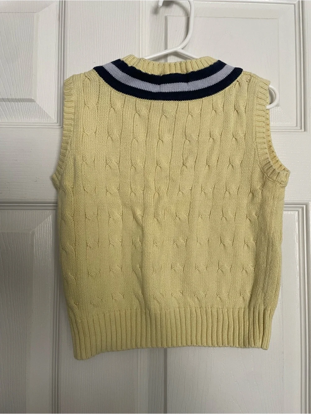 Polo by Ralph Lauren 100% Cotton Boys sz 4 Yellow Cable-Knit V-Neck Sweater Vest